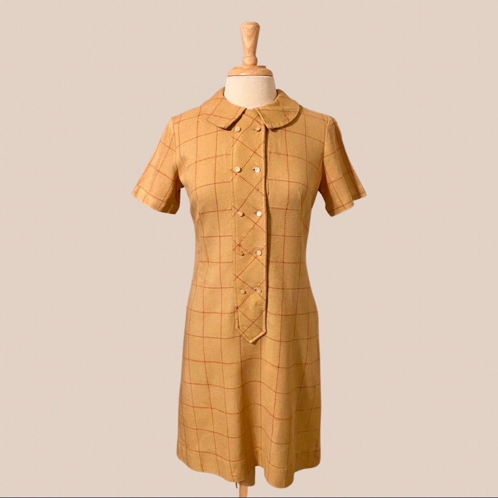 Vintage 1960s Mod Plaid Cotton Dress